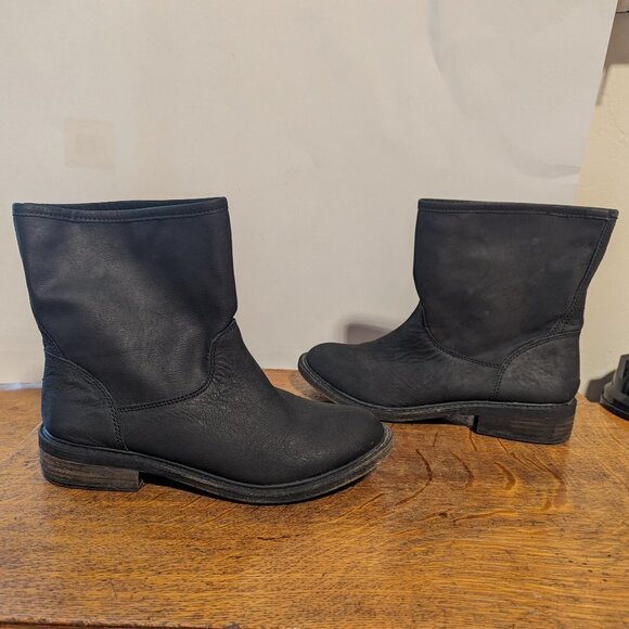 Lucky Brand Western Goth Pull On Moto Boots Wide Ankle Leather Boho - Picture 8 of 10